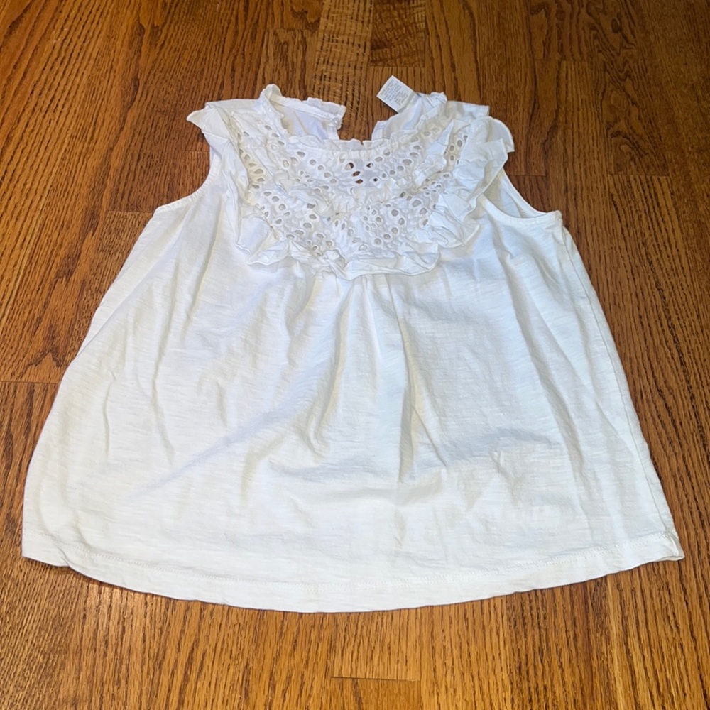 Design History Woman’s White Sleeveless Ruffle Top Size XS